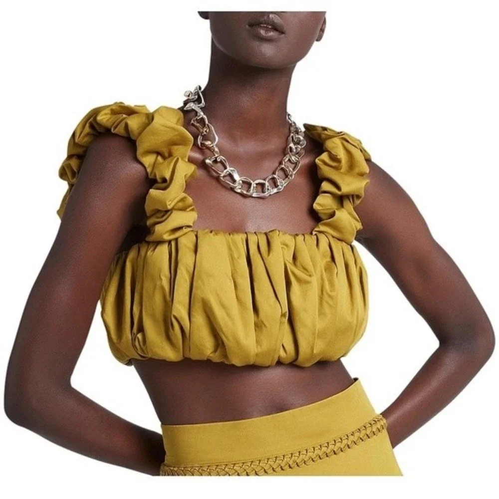Aje. NWT Women's Green Medina Ruched Cropped Top Green Size 6 - Picture 9 of 10